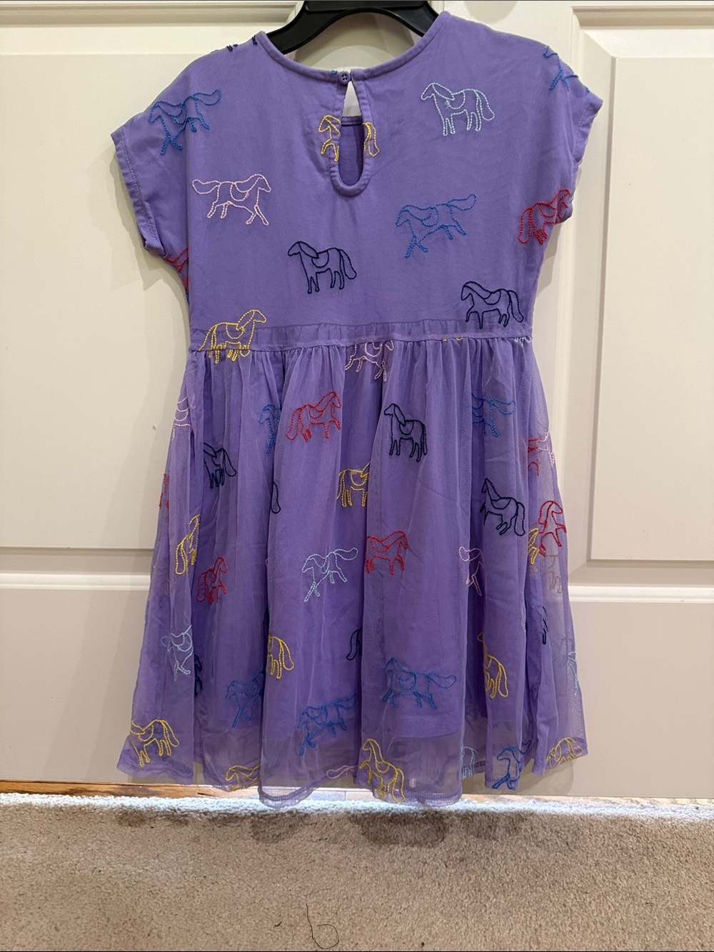 Hanna Andersson Lavender Dress with Multicolor Horse Embroidery - Picture 3 of 3